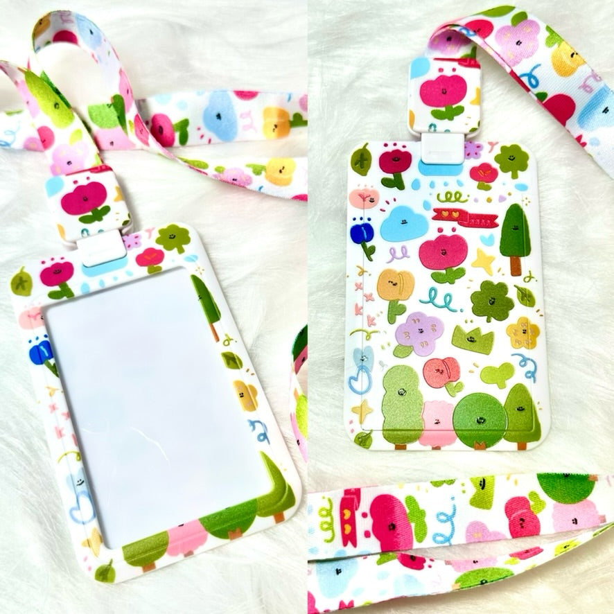 Cute Cartoon Pattern ID Card Holder & Lanyard - Spring