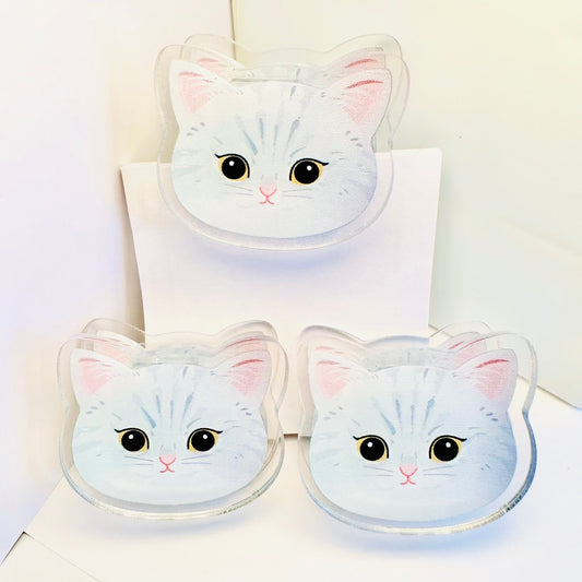 White Tabby - 1 pc Double Sided Clip