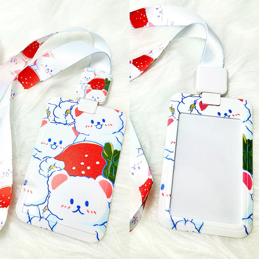 Strawberry Bear - ID Card Holder & Lanyard