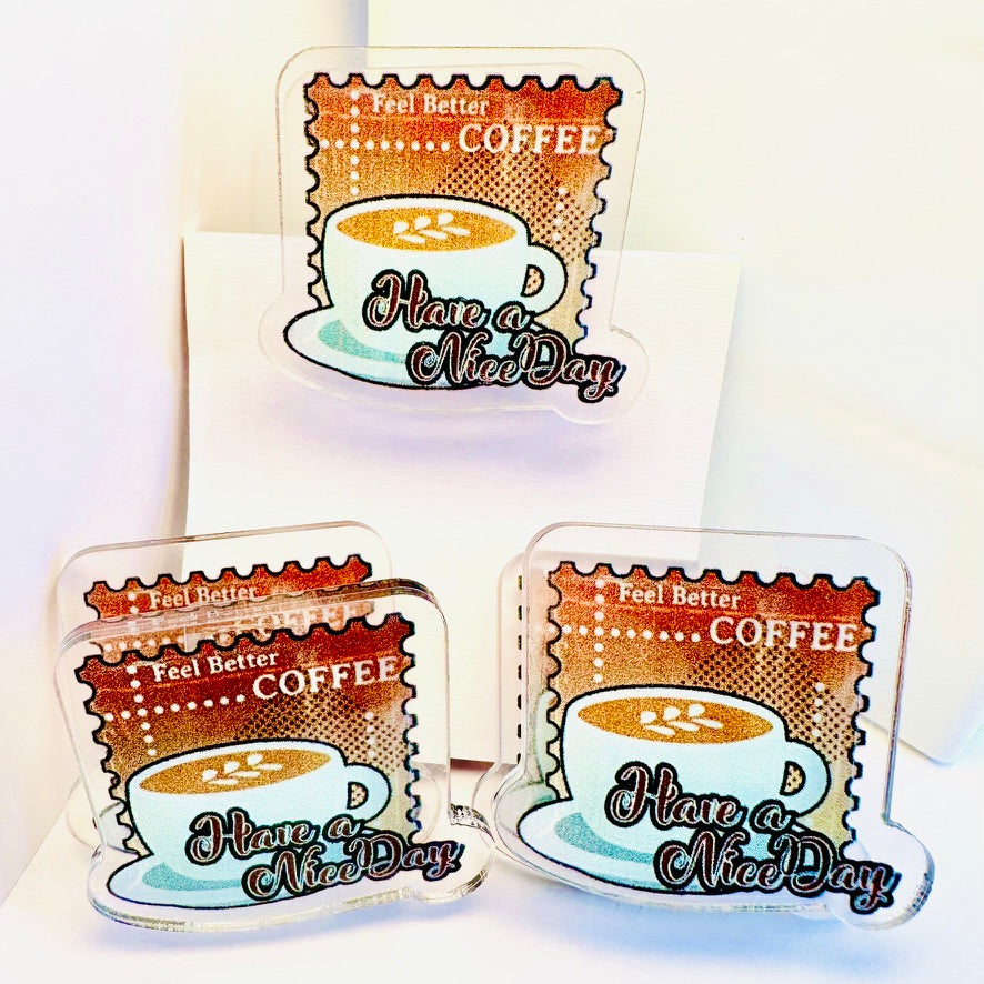 Stamp Coffee - 1 pc Double Sided Clip