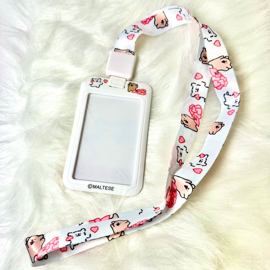 Maltese Dog Pink - ID Card Holder & Lanyard