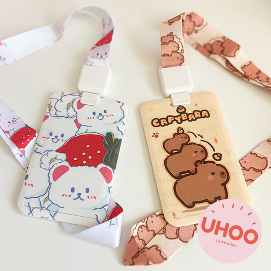 Cute Cartoon Pattern ID Card Holder & Lanyard